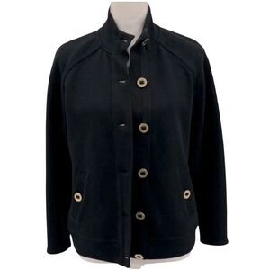 Charter Club Relaxed Jacket Blazer Black Gold Cotton Blend Size S